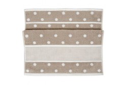 Drap de bain à broder Rico en coton beige à pois blanc