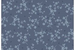 Tissu patch "Vintage roses" faux uni sur fond bleu ancien